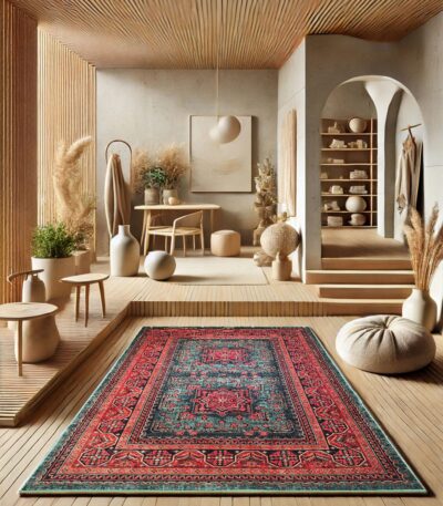 • فارسی: فرش نقش گل سبز ۷۰۰ شانه در دکوراسیون کلاسیک ایرانی • English: Naghsh Gol Sabz 700 Reeds Polyester Carpet in classic Persian interior