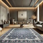 ALT: فرش افرا نقره‌ای ۷۰۰ شانه در دکوراسیون مدرن – Afra silver carpet 700 reeds in modern interior