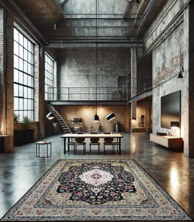 ALT: فرش بیجار سرمه‌ای ۷۰۰ شانه در دکوراسیون کلاسیک – Bijar Sormeyi carpet 700 reeds in classic interior