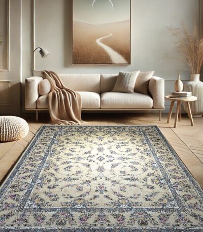 ALT: فرش شیدا کرم ۷۰۰ شانه در دکوراسیون کلاسیک – Sheida cream carpet 700 reeds in classic interior
