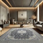 فرش دلبر سرمه‌ای ۱۲۰۰ شانه تراکم ۳۶۰۰ طرح کلاسیک اصیل ایرانی