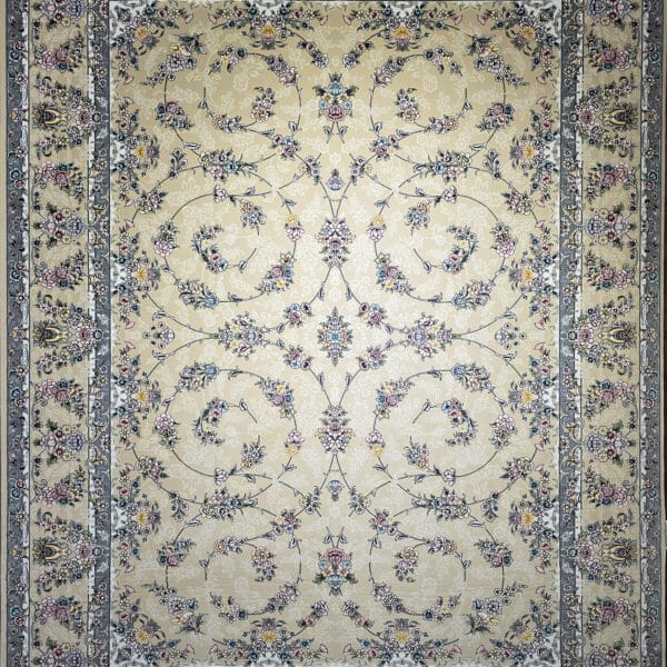 ALT: فرش شیدا کرم با ترنج مرکزی – Sheida cream rug with medallion design